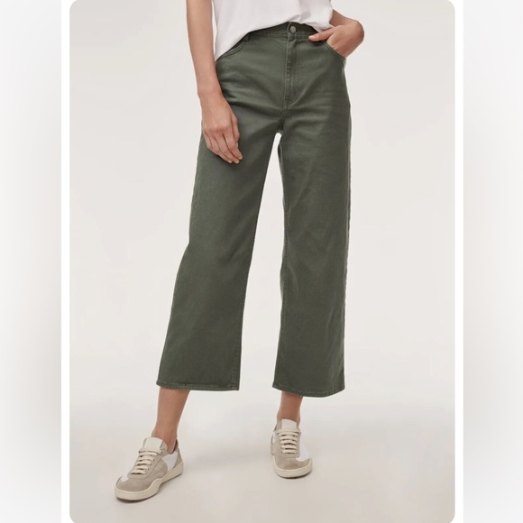 • Aritzia Wilfred • Women’s Ashika Olive Green High Rise Crop Wide Leg 8 - Picture 1 of 5